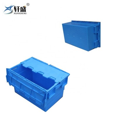 Logistics Packaging moving nestable plastic attached lid totes box