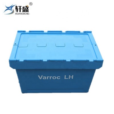 Stackable & Nestable Large Plastic Moving storage Box with lid for logistics and warehouse